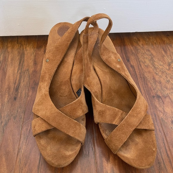 Ugg wedge heels in a soft suede tan/brown. - Picture 3 of 4